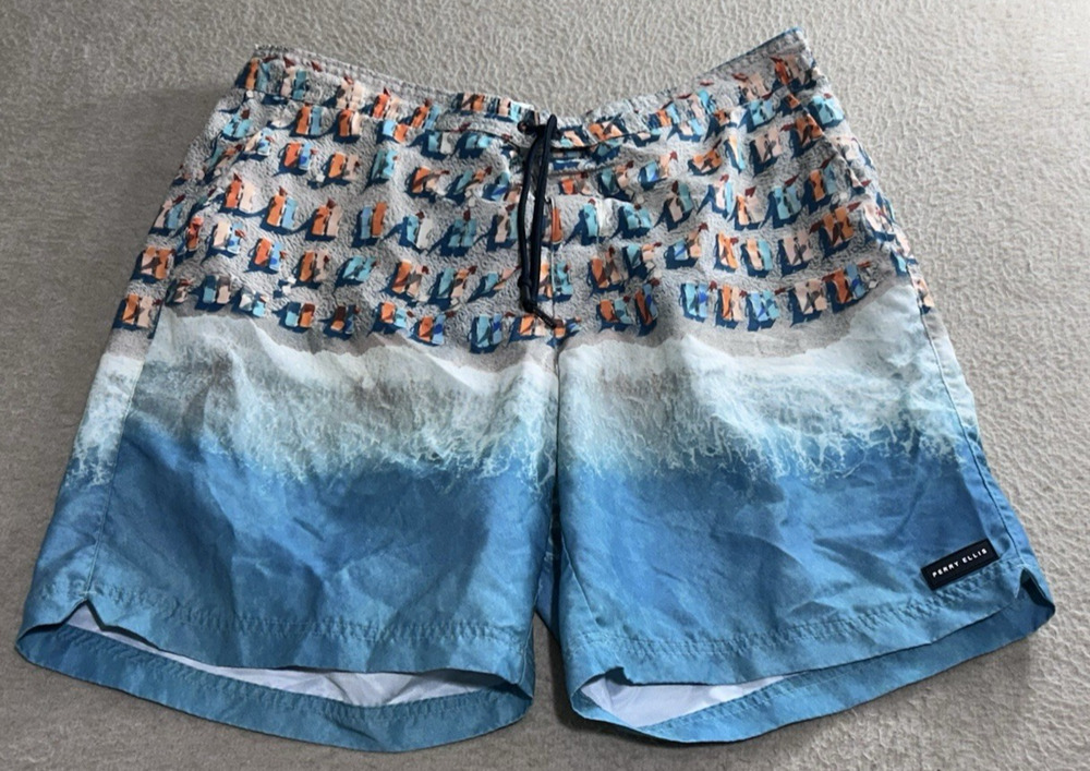 Men's Perry Ellis Swim Trunks Shorts Size Large Beach Print Pool Summer Bottoms